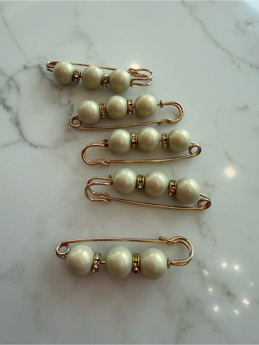Handmade Gold Pin w/Beautiful Sage/green Pearl beads